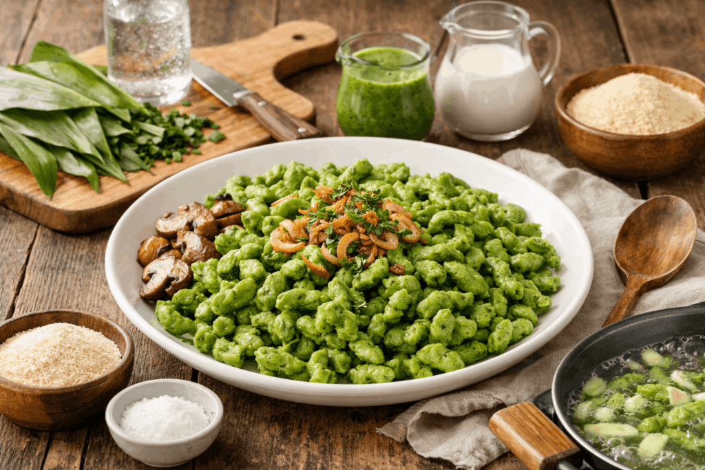 vegane Bärlauch Spätzle