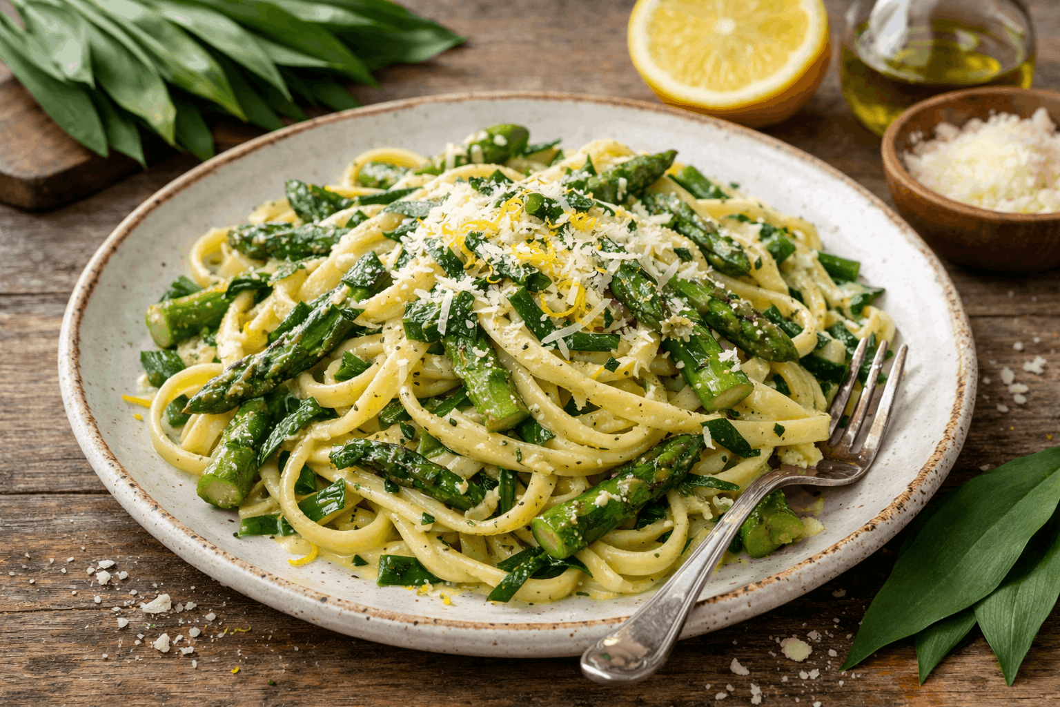 Bärlauch-Pasta mit Spargel