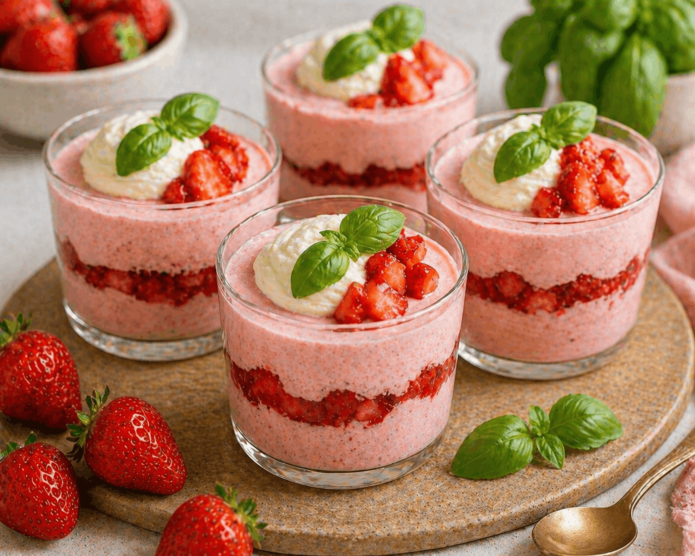 Basilikum-Erdbeer-Mousse