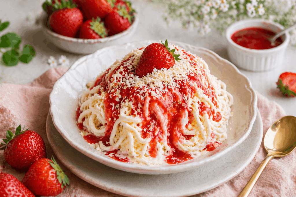 Erdbeer-Spaghettieis