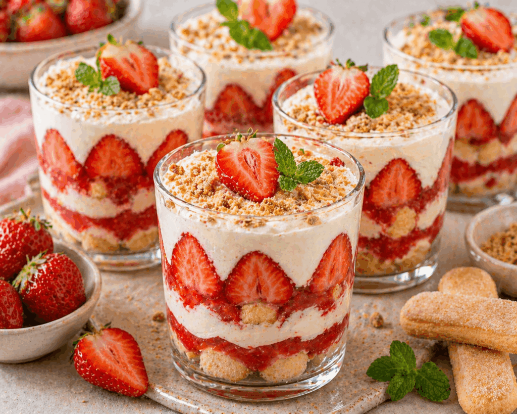 Erdbeertiramisu im Glas